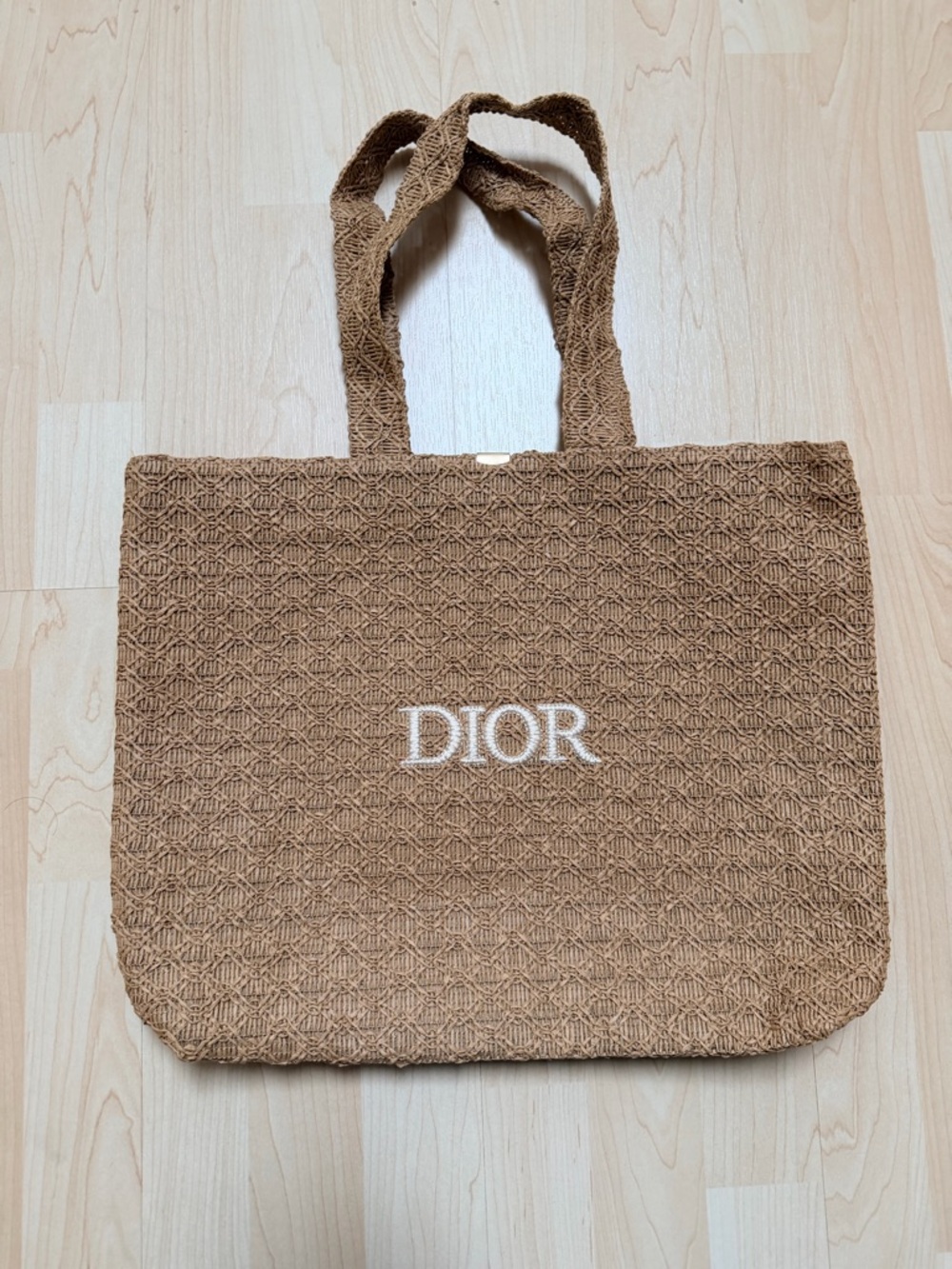 Dior Brown Large Straw Tote Beach Shoulder Bag